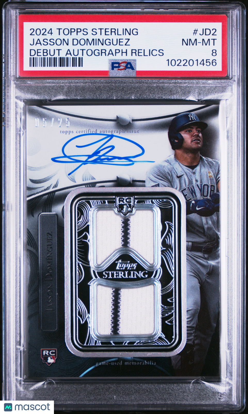 2024 Topps Sterling Debuts Auto Relics Jasson Dominguez #JD2 05/25 PSA 8