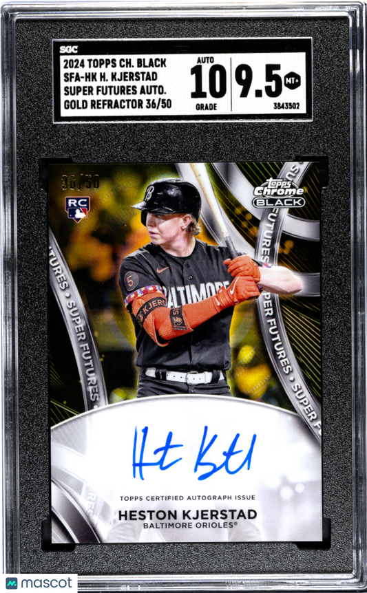 2024 Topps Chrome Black Heston Kjerstad #SFA-HK  Gold Refractor SGC 9.5 Auto 10