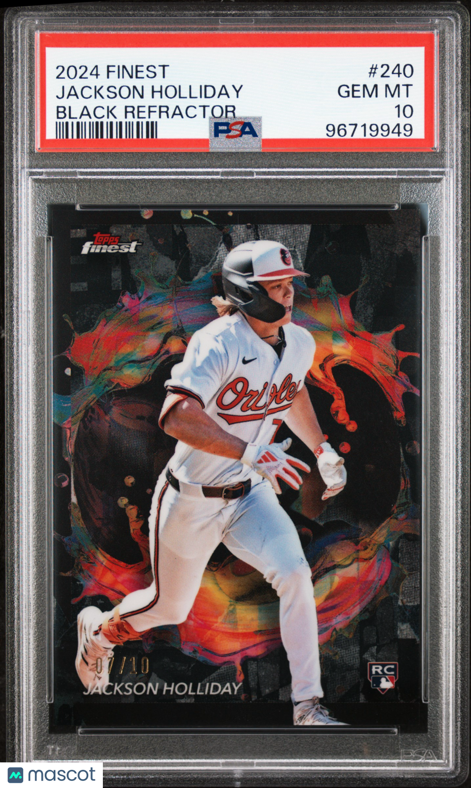2024 Topps Finest Jackson Holliday #240 Black Refractor 07/10 PSA 10