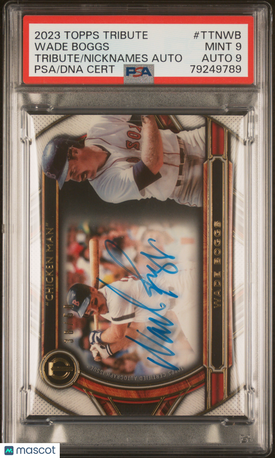 2023 Topps Tribute  To Nicknames Autograph Wade Boggs #TTNWB 38/51 PSA 9 Auto 9