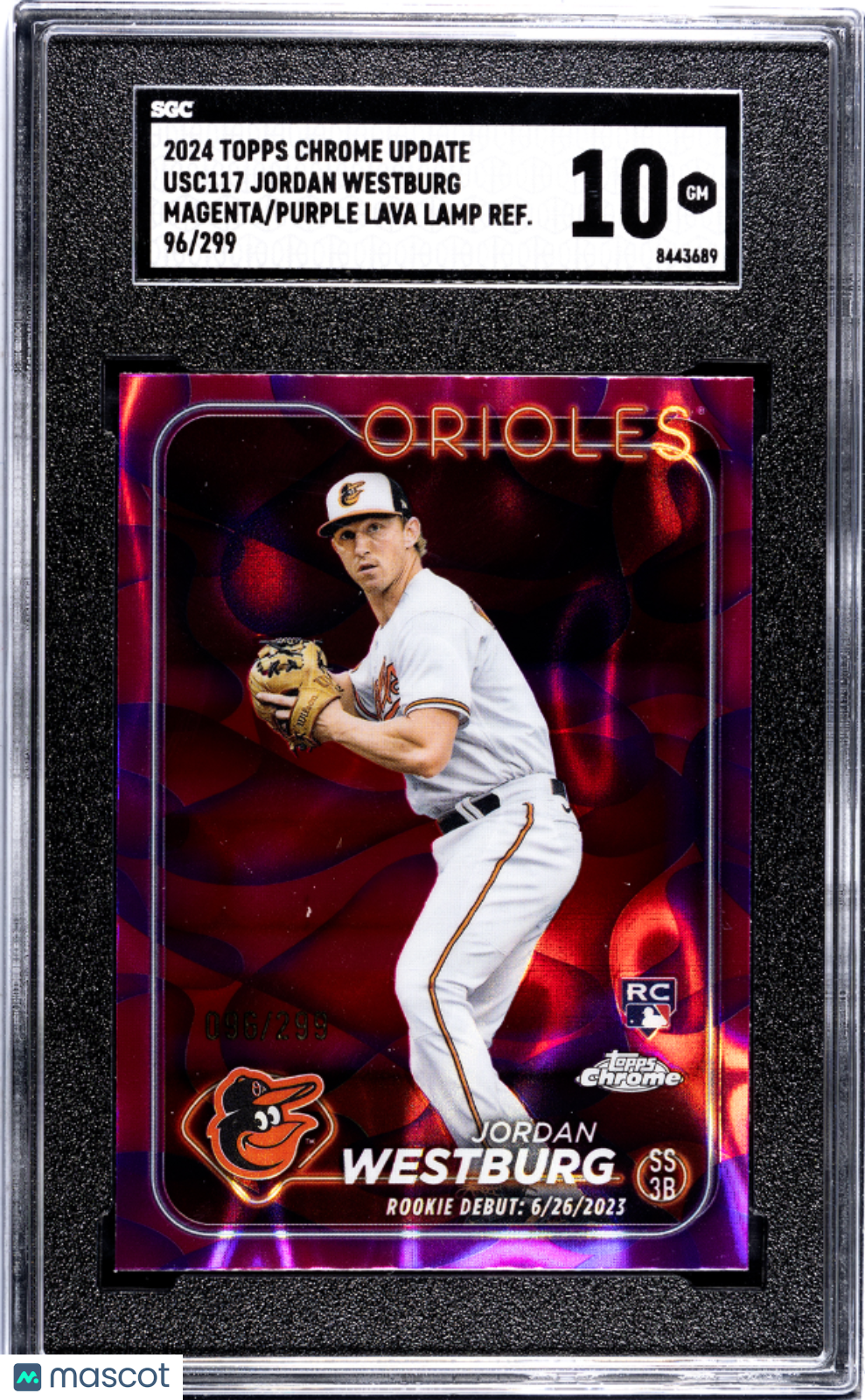 2024 Topps Chrome Jordan Westburg #USC117 Purple Lava Lamp Refractor SGC 10