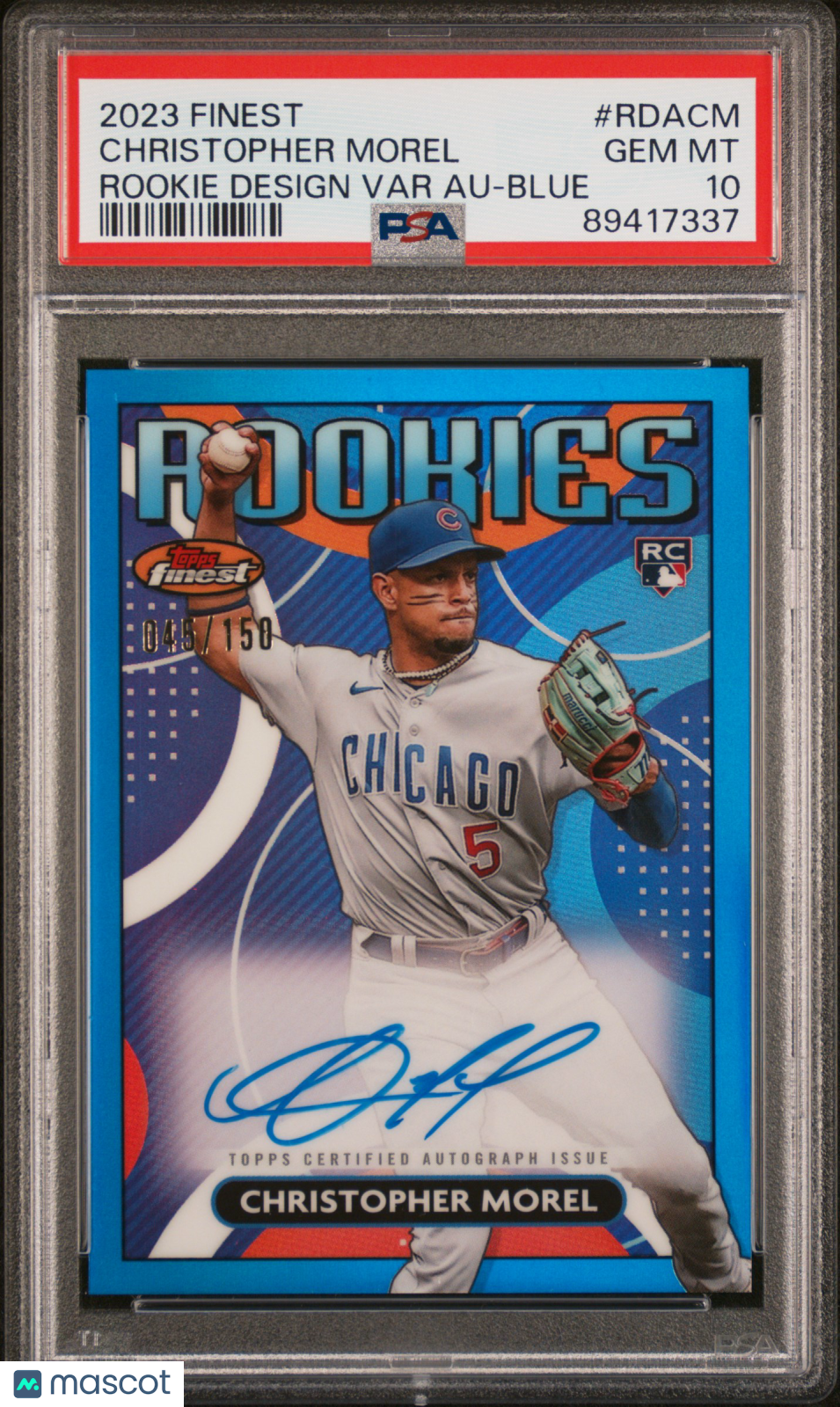 2023 Topps Finest  Rookies Variation Auto Christopher Morel Blue 150 PSA 10