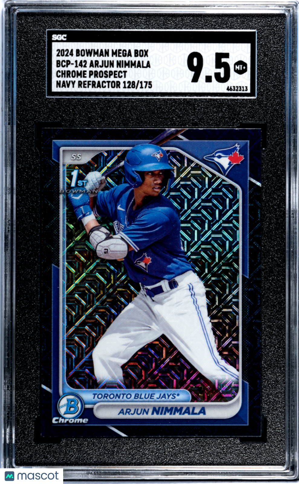 2024 Bowman Mega Box Arjun Nimmala #BCP-142 Chrome Navy Refractor SGC 9.5