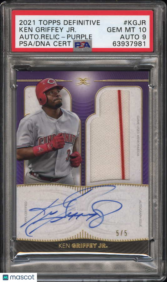 2021 Topps Definitive Auto Ken Griffey JR. #KGJR Auto  Purple 5/5 PSA 10