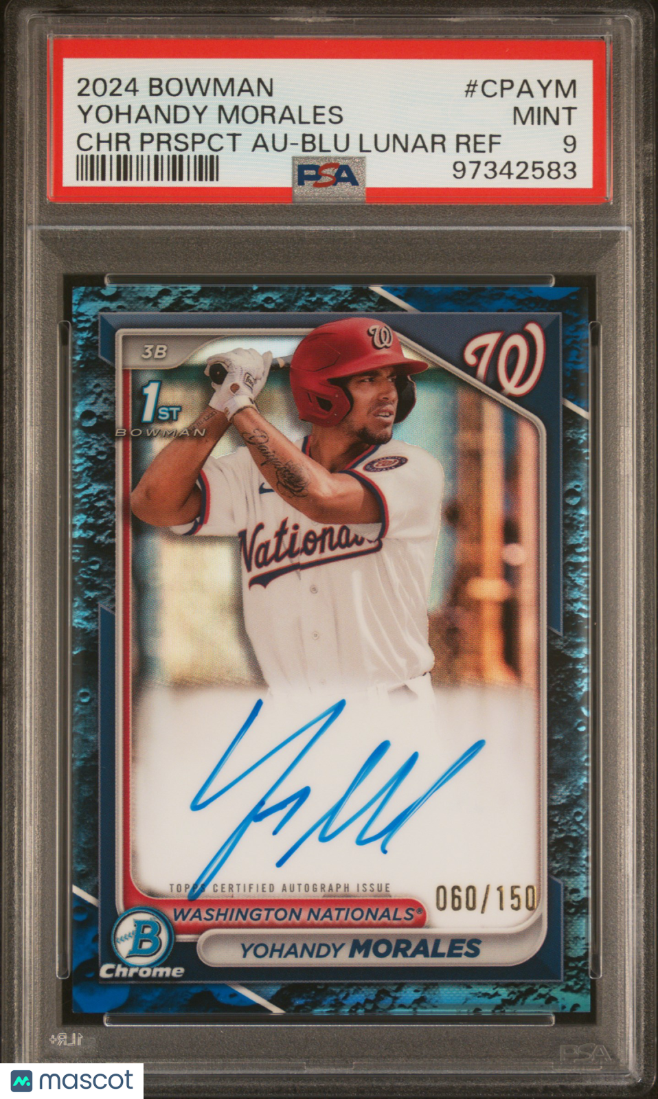 2024 Bowman Chrome Prospect Auto Yohandy Morales #CPAYM  Blu Lunar Ref/150 PSA 9
