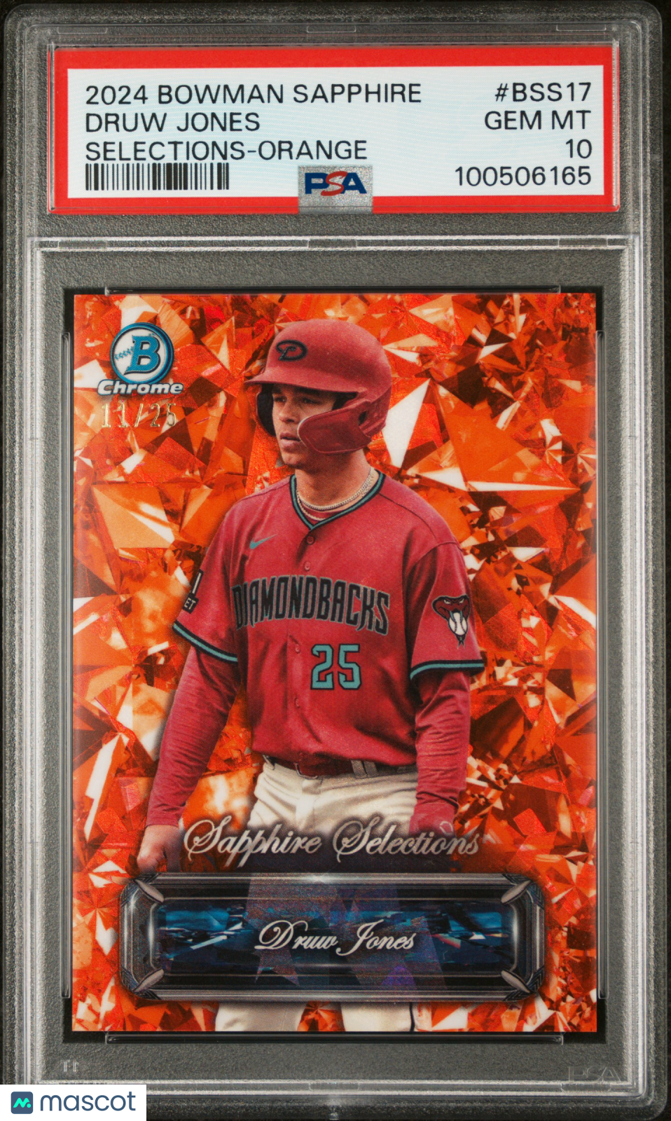 2024 Bowman Sapphire Edition Sapphire Selections Druw Jones Orange 25 PSA 10