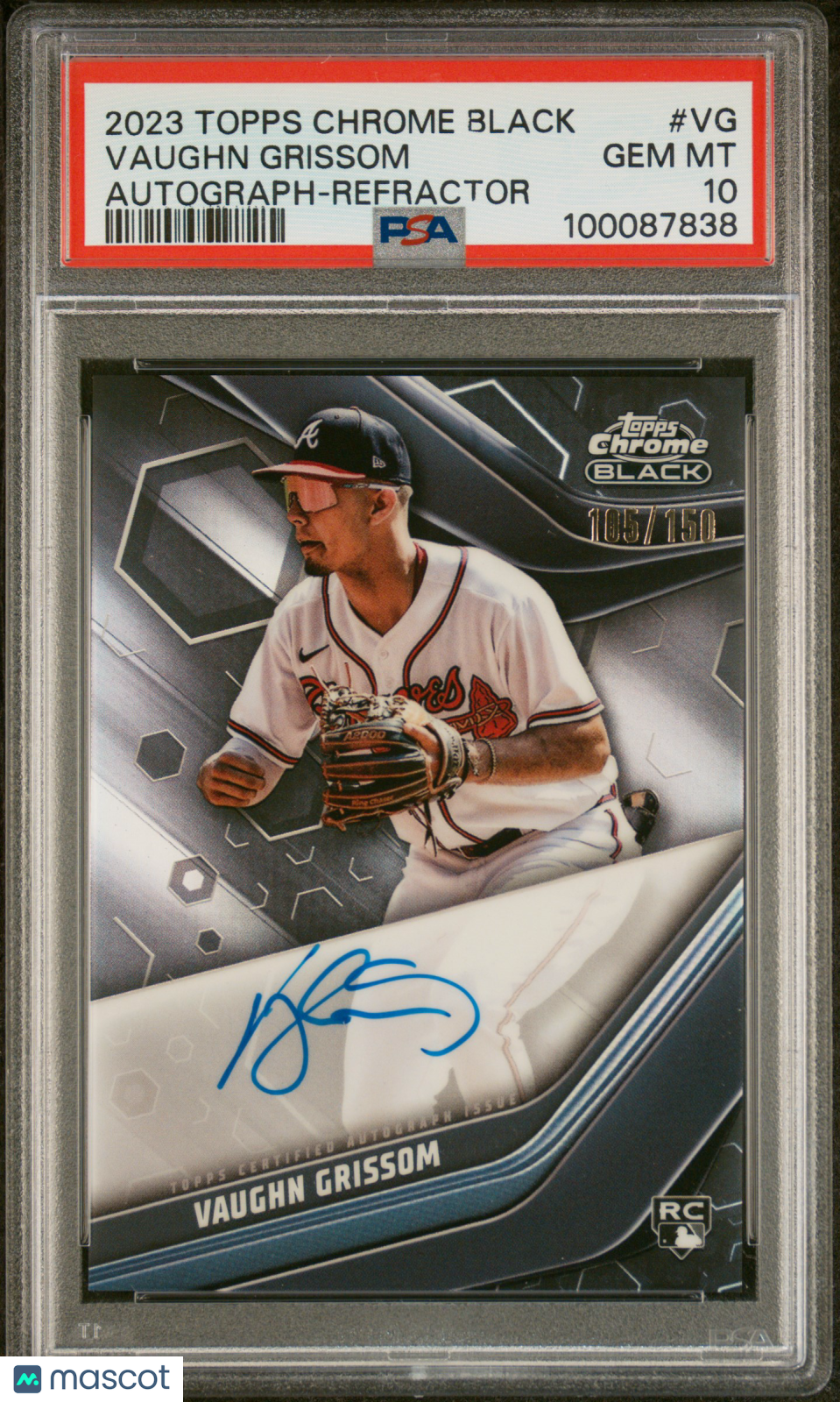 2023 Topps Chrome Black Autographs Vaughn Grissom #VG Refractor /150 PSA 10