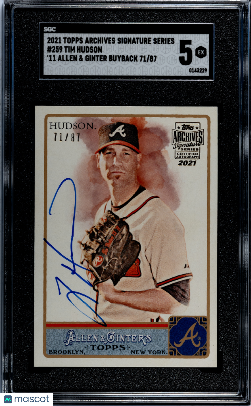 2021 Topps Archives Tim Hudson #259 '11 Allen & Ginter Buyback SGC 5