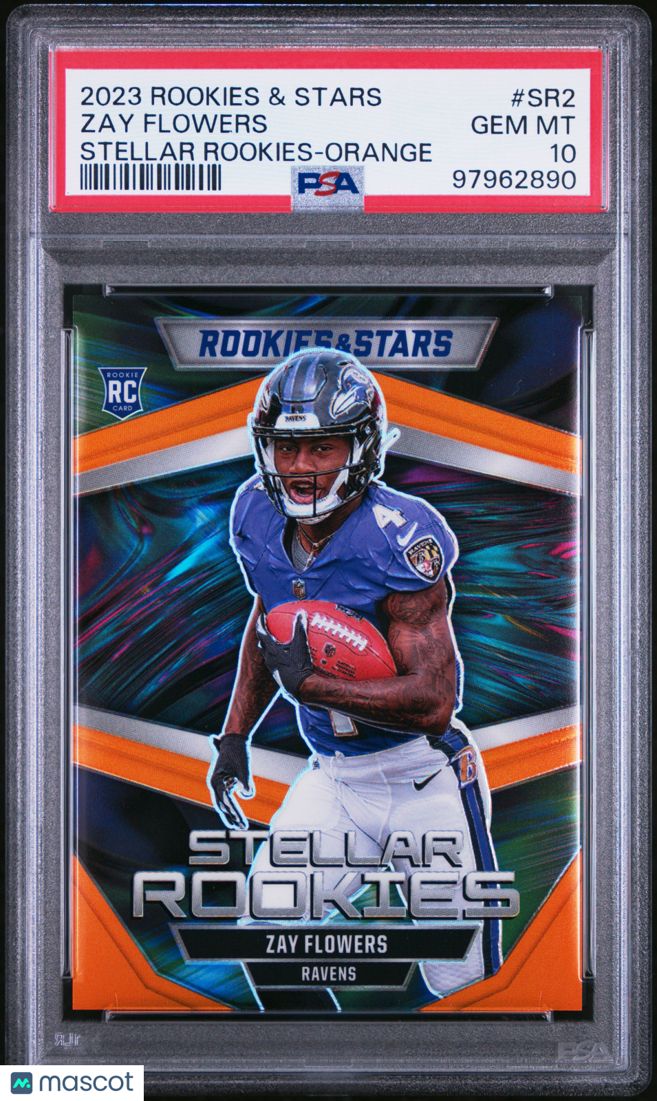 2023 Panini Rookies & Stars Stellar Rookies Zay Flowers #SR2 Orange PSA 10 /25