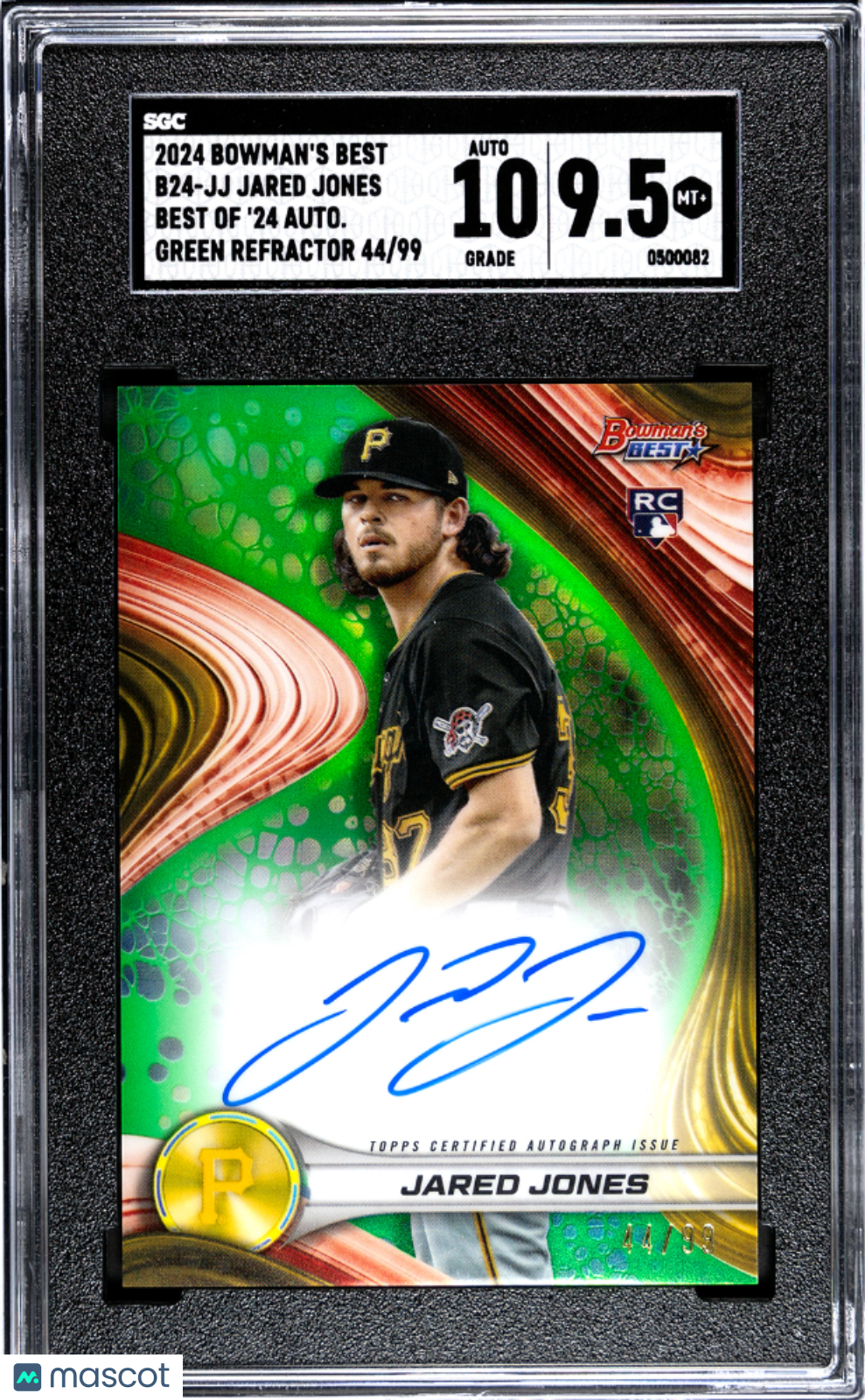 2024 Bowman's Best Jared Jones #B24-JJ Of '24 Green Refractor SGC 9.5 Auto 10