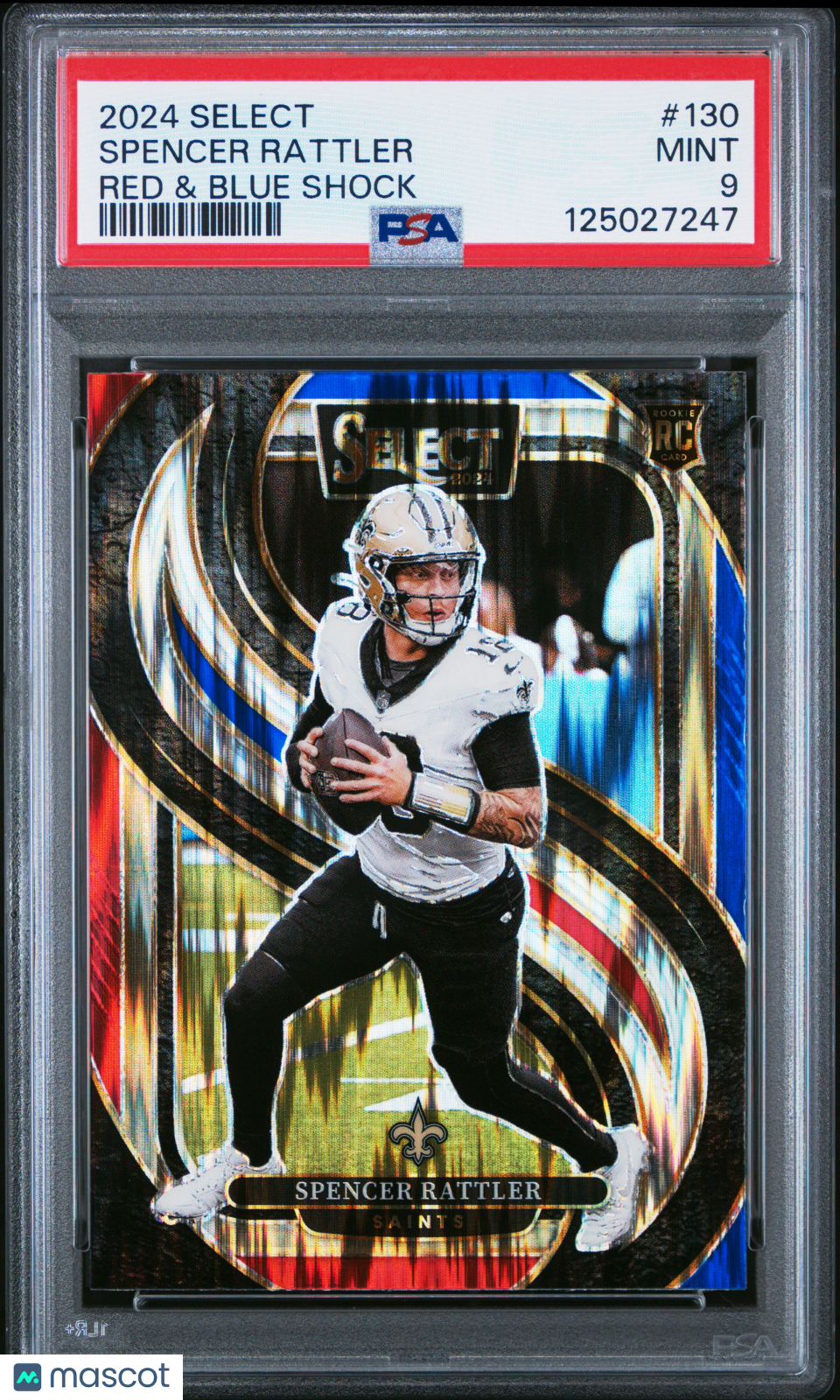 2024 Panini Select Spencer Rattler #130 Red & Blue Shock PSA 9