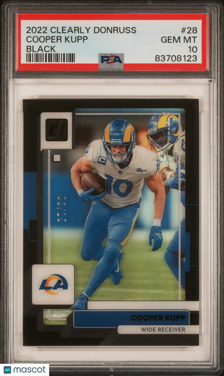 2022 Panini Clearly Donruss Cooper Kupp #28 Black 08/10 PSA 10