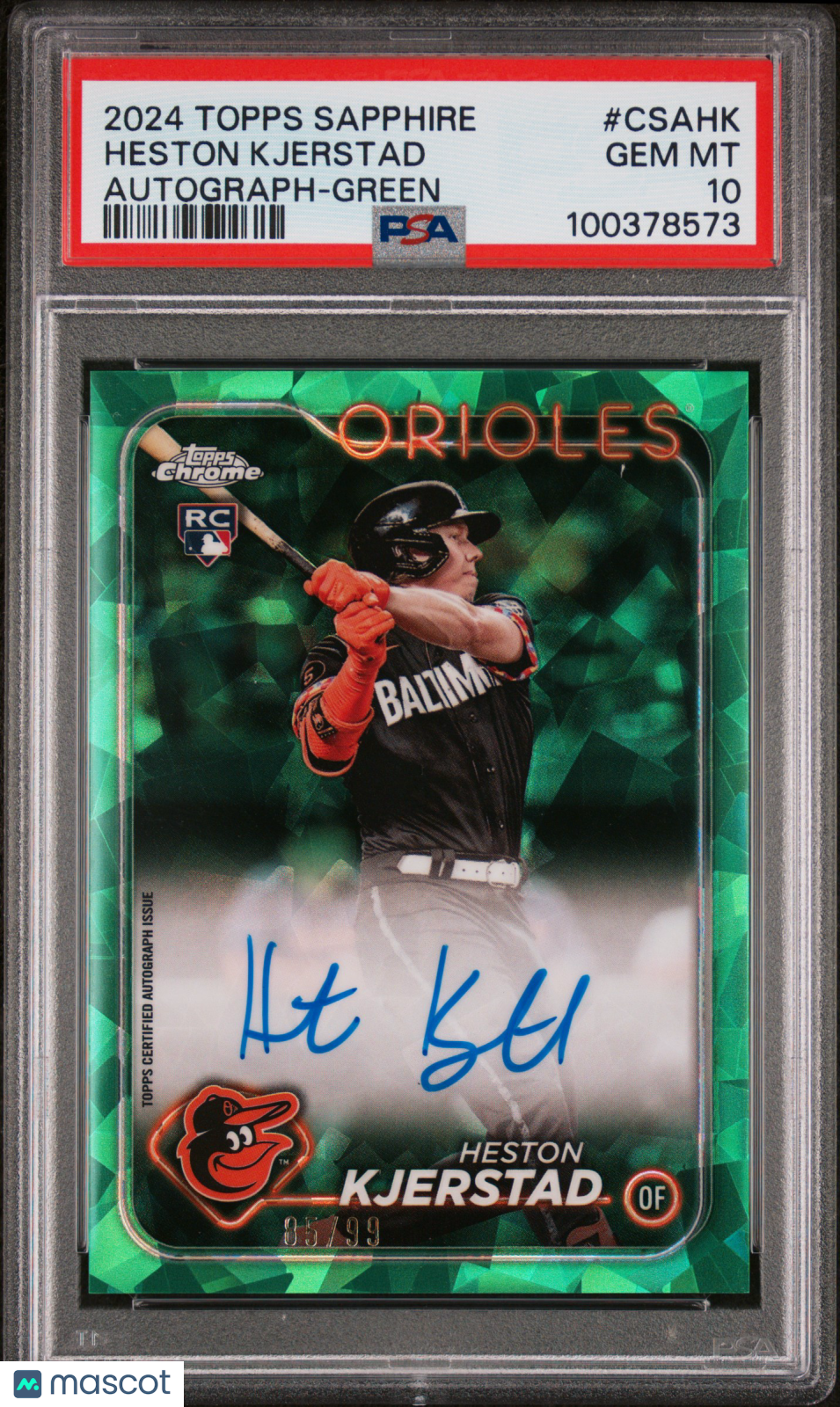 2024 Topps Chrome Sapphire Chrome Auto Heston Kjerstad Green /99 PSA 10