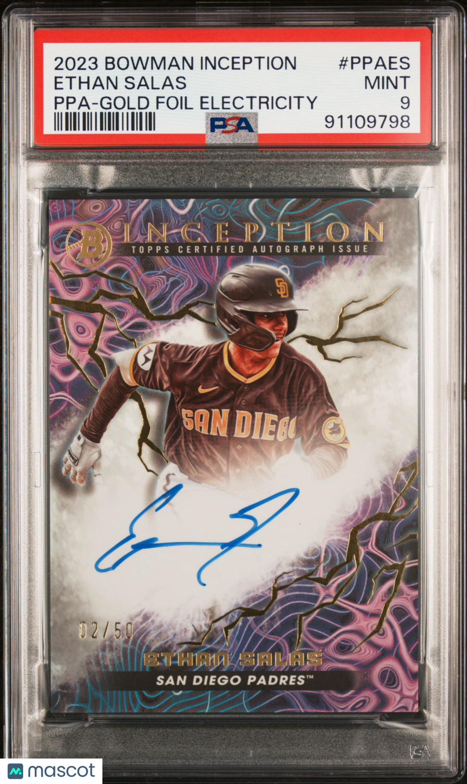 2023 Bowman Inception Primordial Auto Ethan Salas #PPAES Ppa Gold Foil  /50 PSA