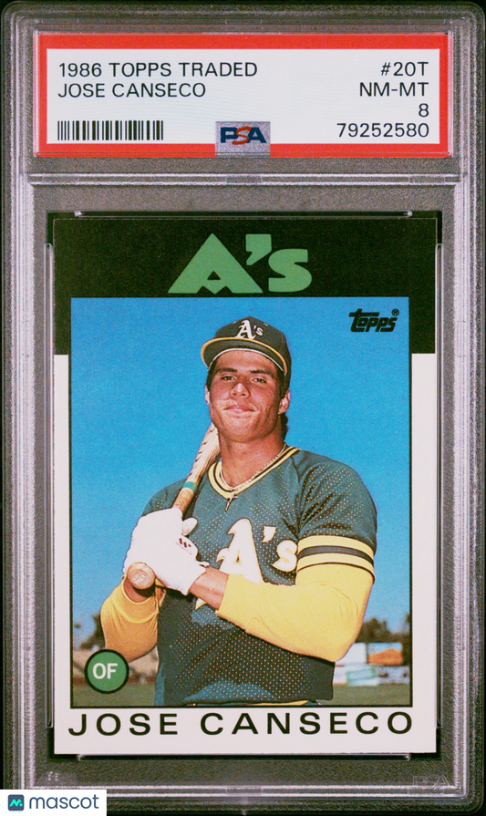 1986 Topps Traded Jose Canseco #20T PSA 8