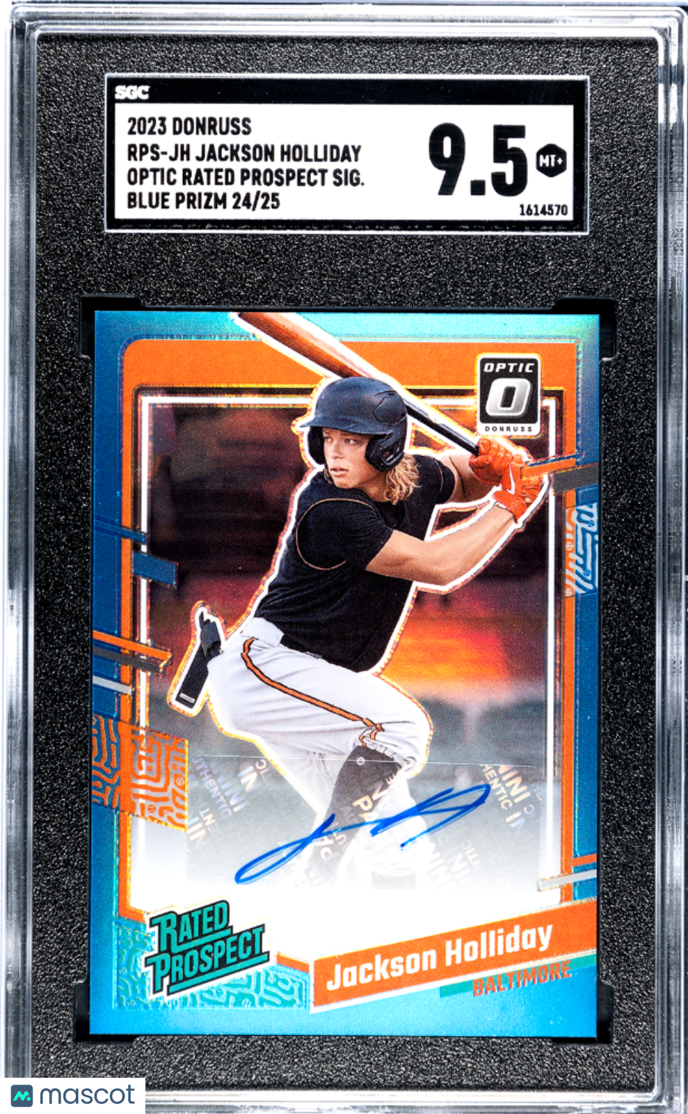 2023 Donruss Jackson Holliday #RPS-JH Optic Rated Prospect . Blue Prizm SGC 9.5