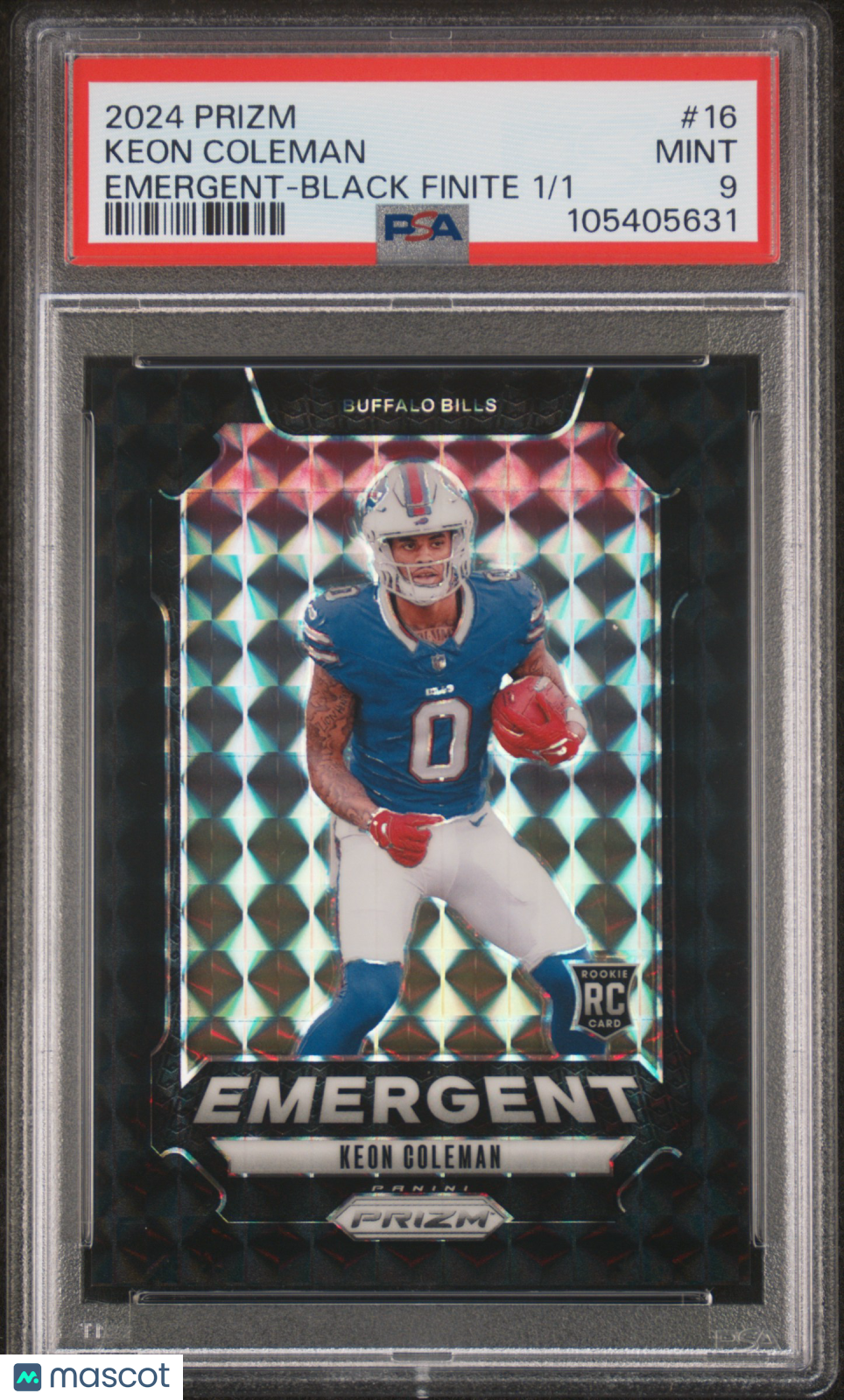 2024 Panini Prizm Emergent Keon Coleman #16 Black Finite 1/1 PSA 9