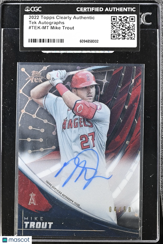 2022 Topps Clearly Authentic Mike Trout #TEK-MT 04/50 Tek Auto CGC Authentic