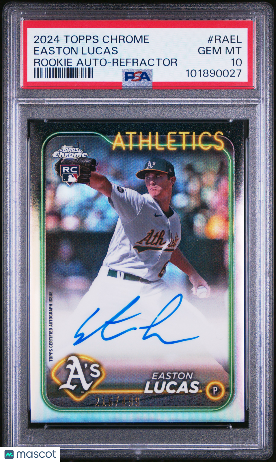 2024 Topps Chrome Rookie Autographs Easton Lucas #RAEL Refractor 216/499 PSA 10