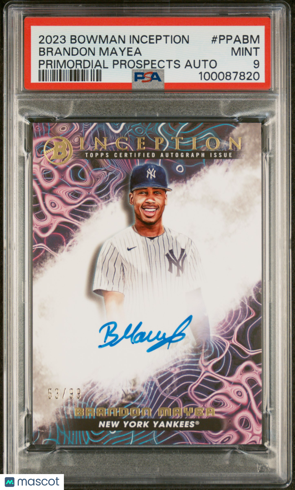2023 Bowman Inception Primordial Prospects Auto Brandon Mayea #PPABM /99 PSA 9