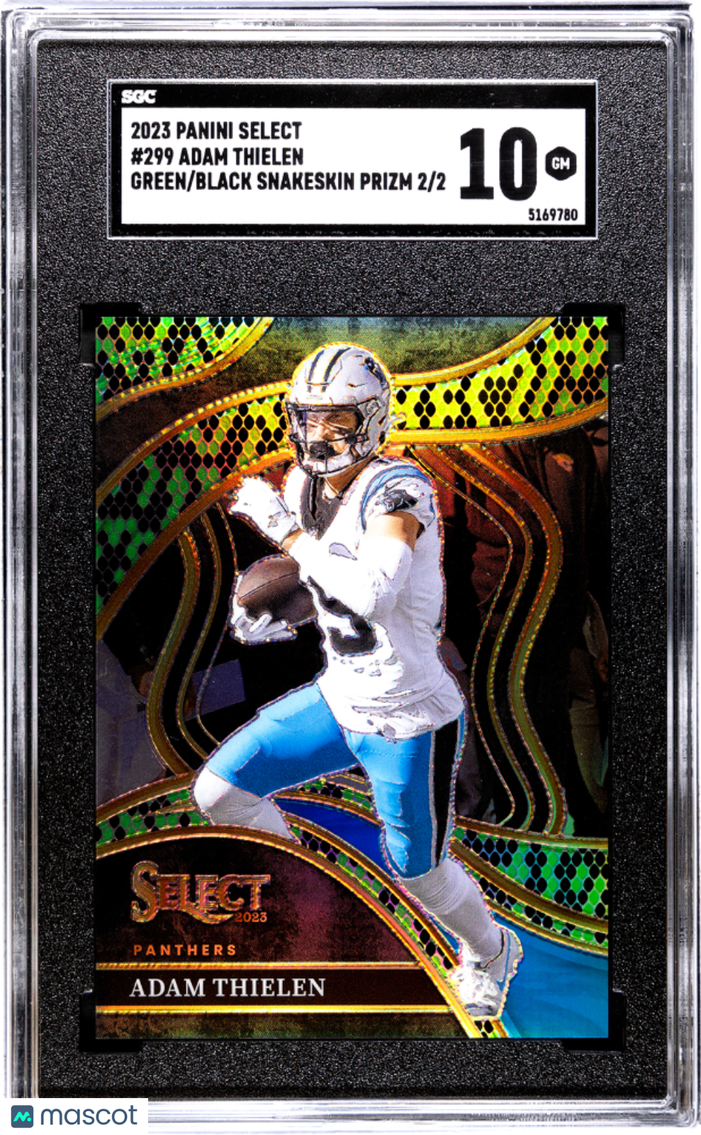 2023 Panini Select Adam Thielen #299 Green Black Snakeskin Prizm SGC 10