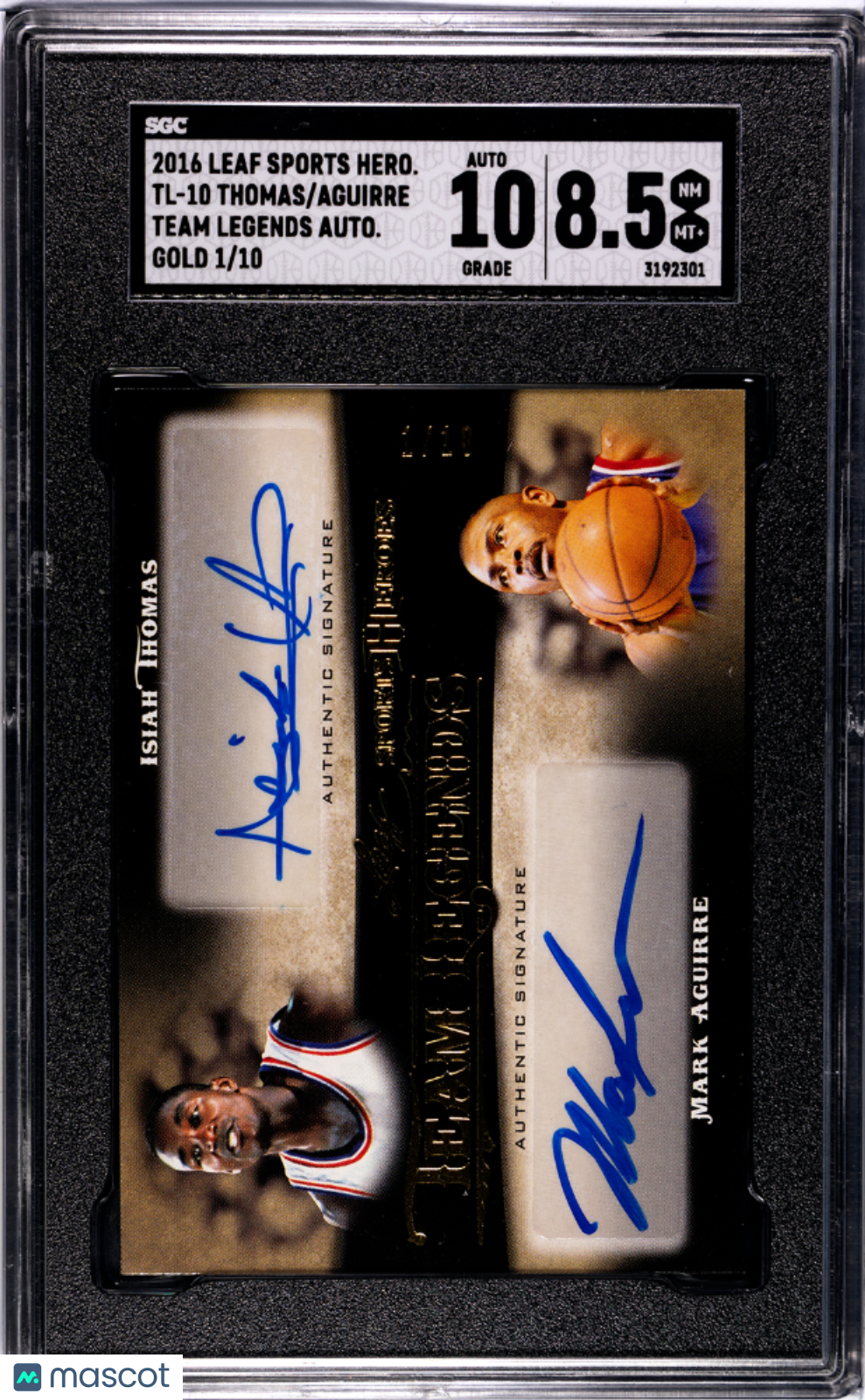 2016 Leaf Sports Heroes Thomas Aguirre #TL-10 Team Legends Auto Gold SGC Auto 10