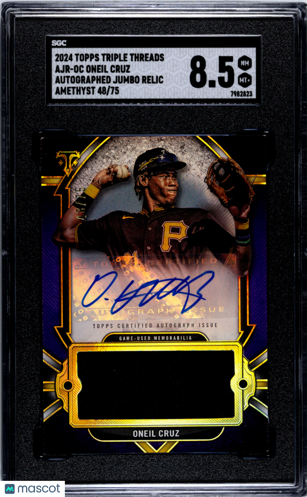 2024 Topps Triple Threads Oneil Cruz #AJR-OC Auto /75 Jumbo Relic SGC 8.5