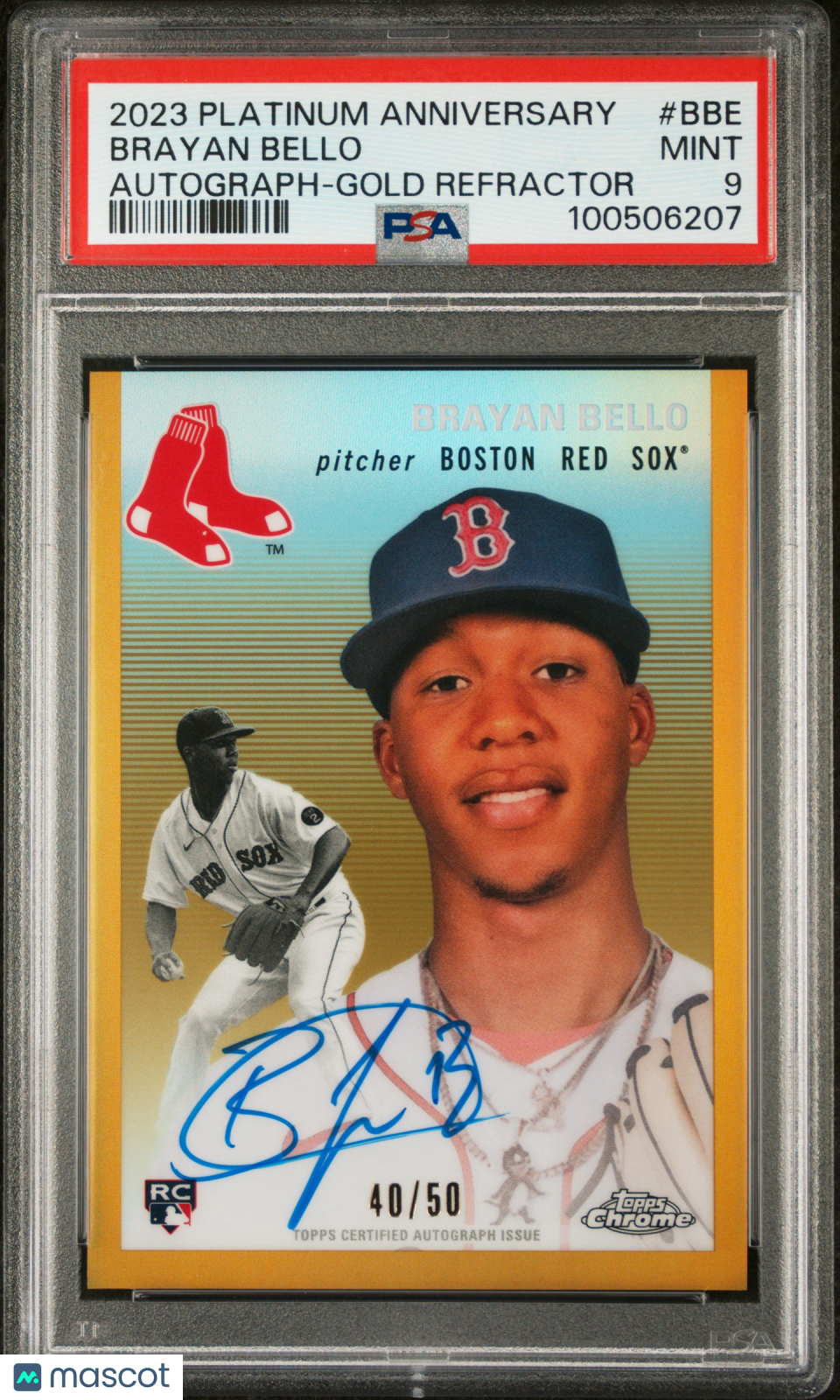 2023 Topps Chrome Platinum  Auto Brayan Bello #BBE Gold Refractor /50 PSA 9