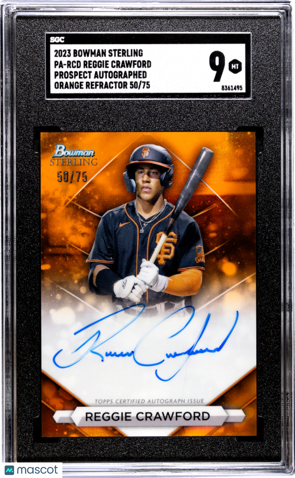 2023 Bowman Sterling Reggie Crawford #PA-RCD Pros. Orange Refractor SGC 9