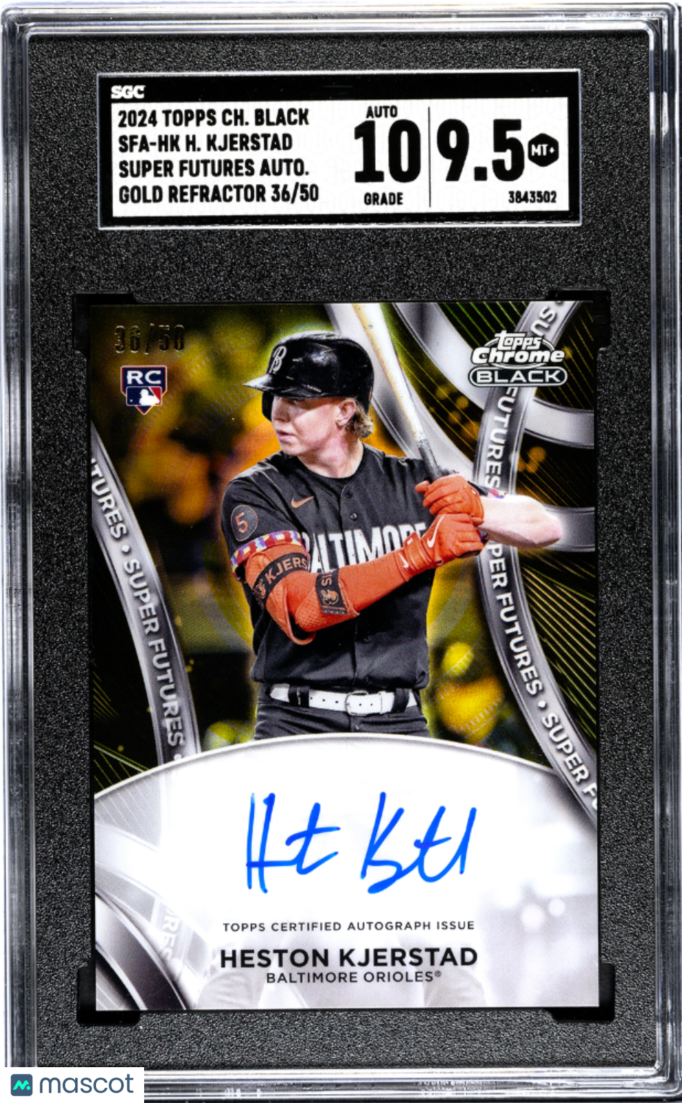 2024 Topps Chrome Black Heston Kjerstad #SFA-HK  Gold Refractor SGC 9.5 Auto 10