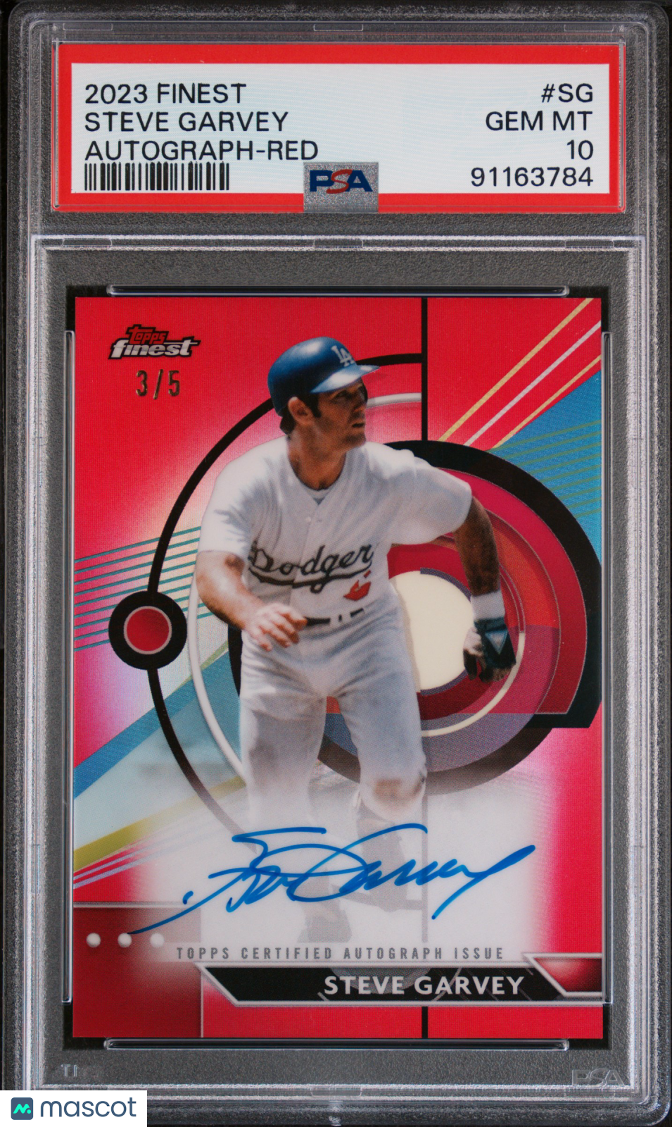2023 Topps Finest Finest Autographs Steve Garvey #SG Red 3/5 PSA 10