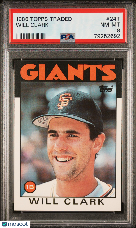 1986 Topps Traded Will Clark #24T PSA 8