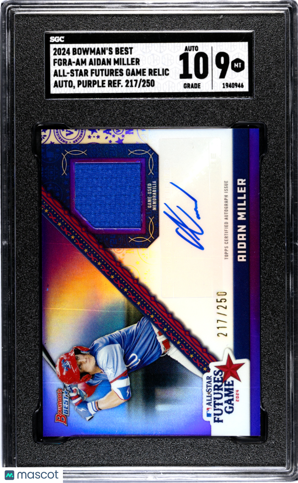 2024 Bowman's Aidan Miller #FGRA-AM All Relic Purple Refractor SGC 9 Auto 10