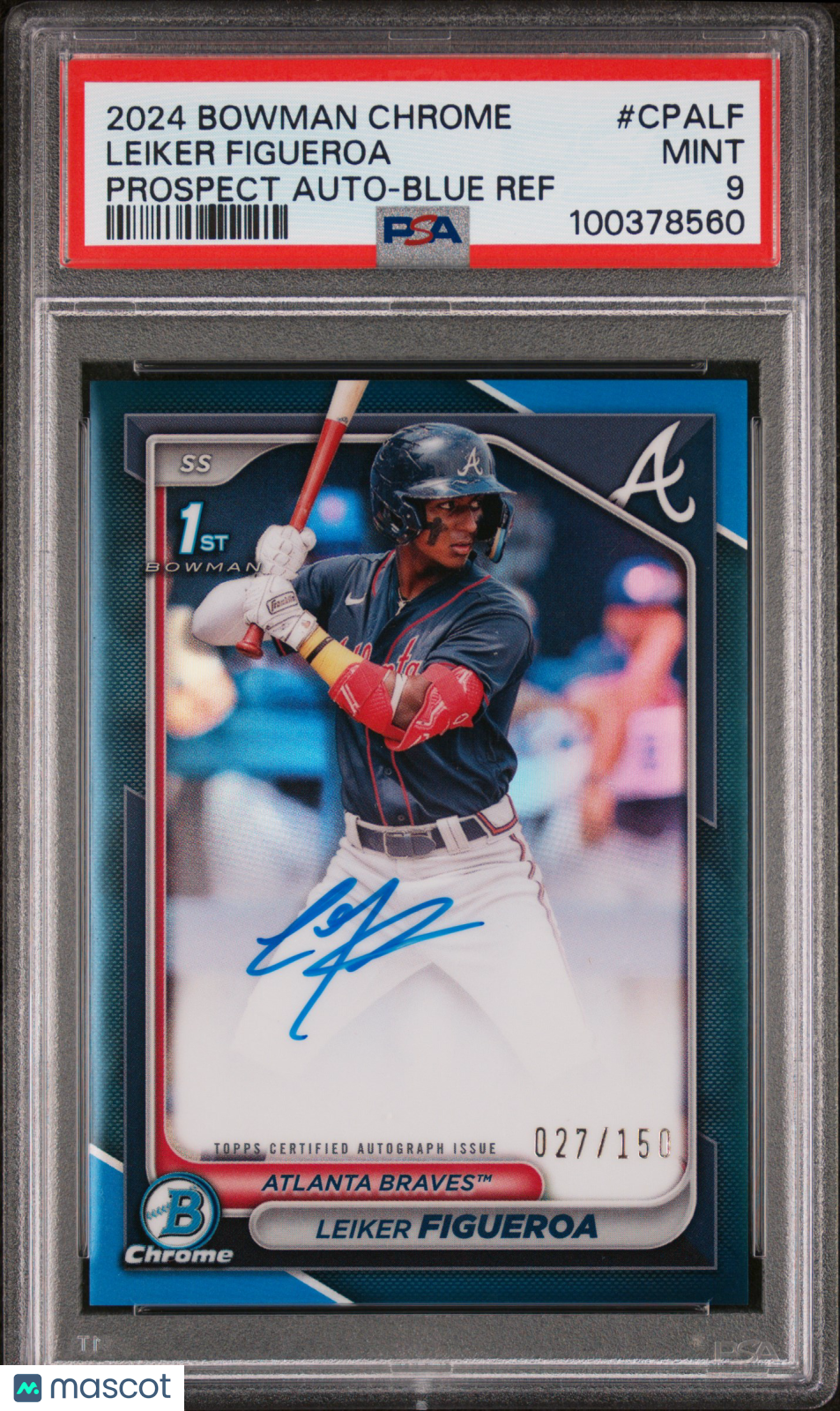 2024 Bowman Chrome Prospect Autographs Leiker Figueroa #CPALF Blue /150 PSA 9