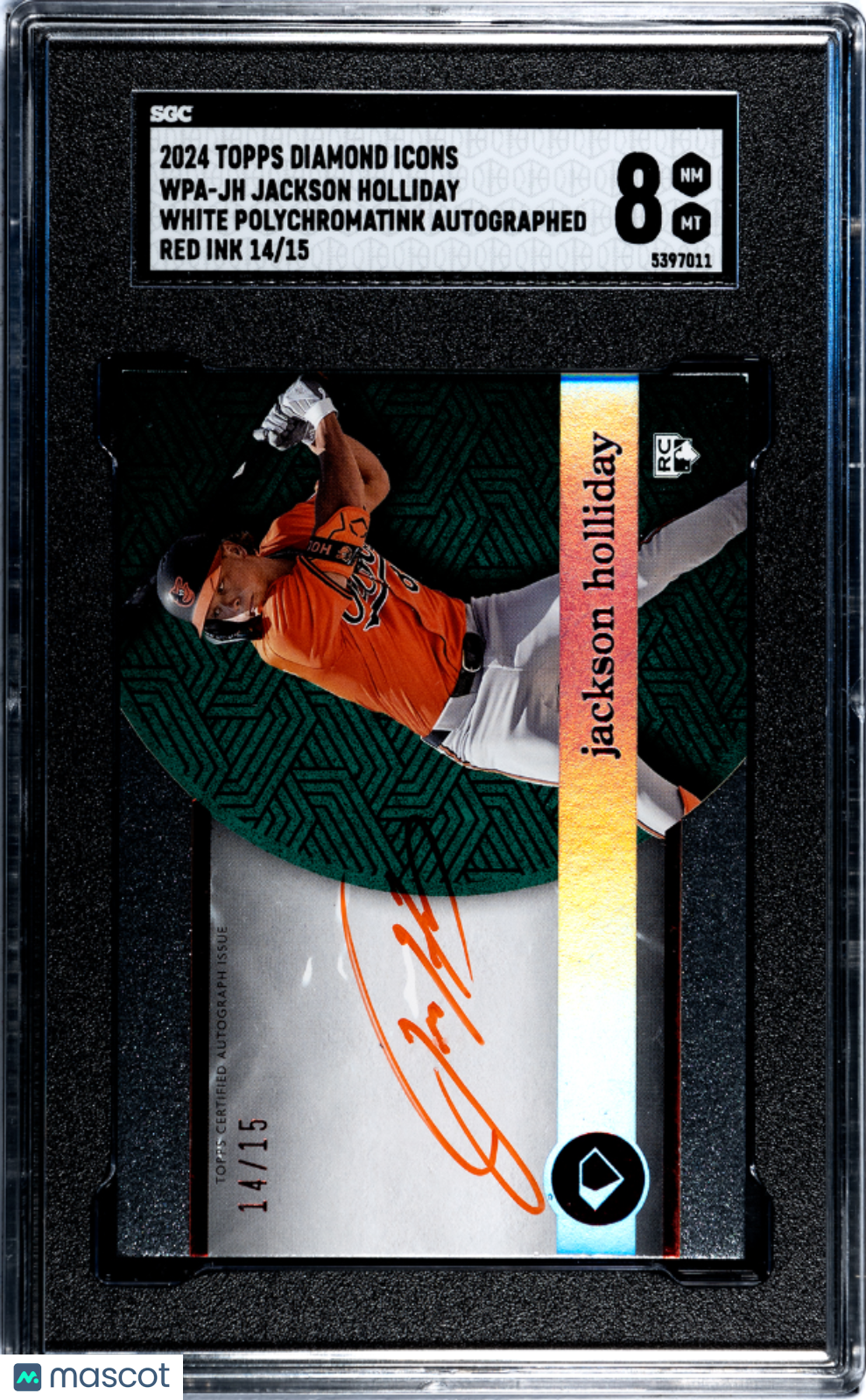 2024 Topps Diamond Icons Jackson Holliday #WPA-JH White Auto Red Ink SGC 8