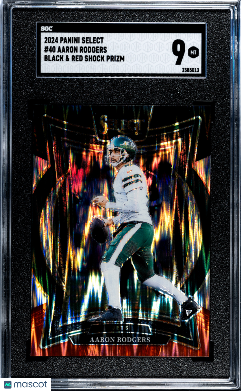 2024 Panini Select Aaron Rodgers #40 Black & Red Shock Prizm SGC 9