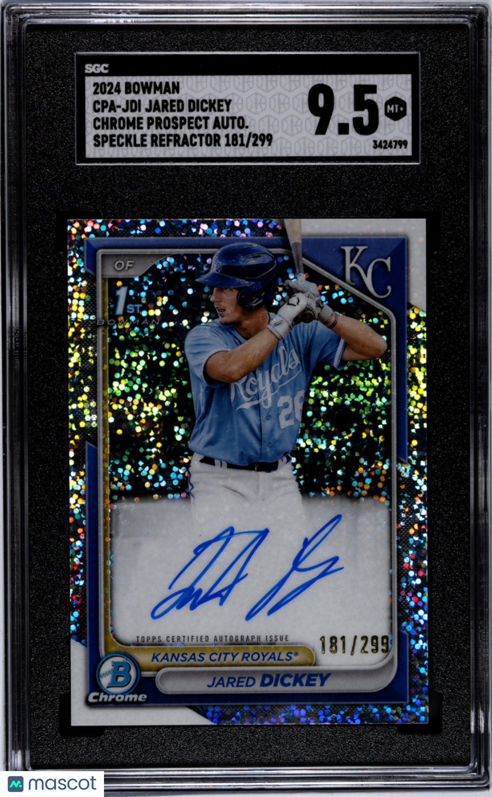 2024 Bowman Jared Dickey #CPA-JDI Cpa Speckle Refractor SGC 9.5