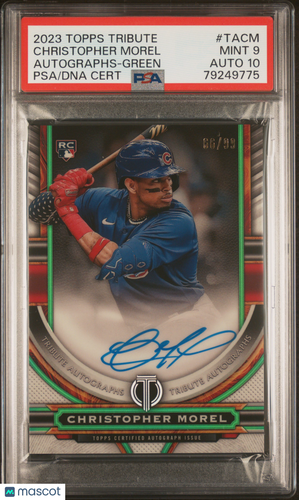 2023 Topps Tribute  Christopher Morel #TACM Auto Green /99 PSA 9 Auto 10