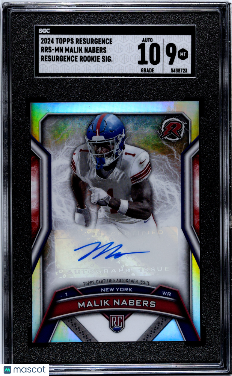 2024 Topps Resurgence Malik Nabers #RRS-MN Rookie Sigs. SGC 9 Auto 10