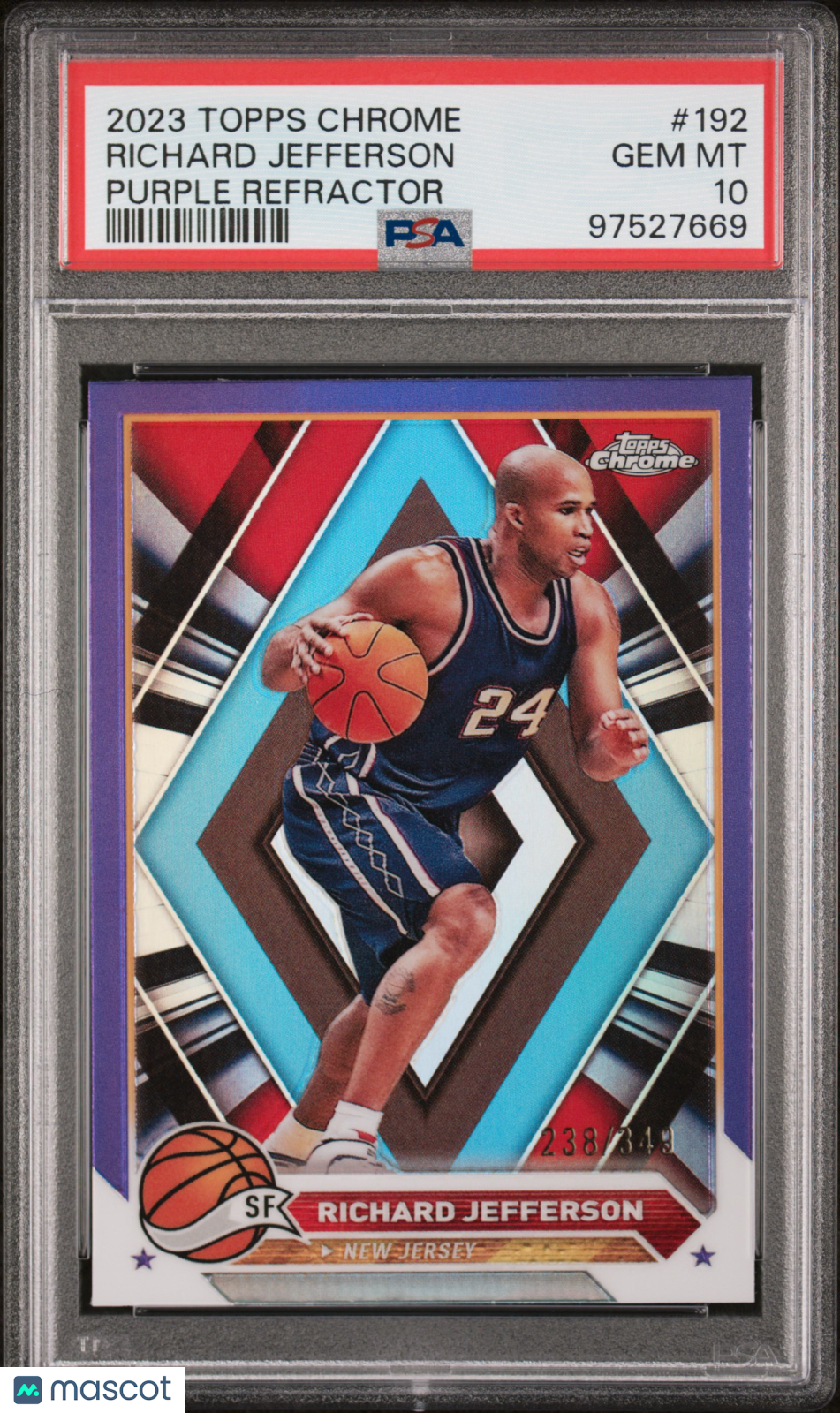 2023 Topps Chrome Richard Jefferson #192 Purple Refractor 238/349 PSA 10