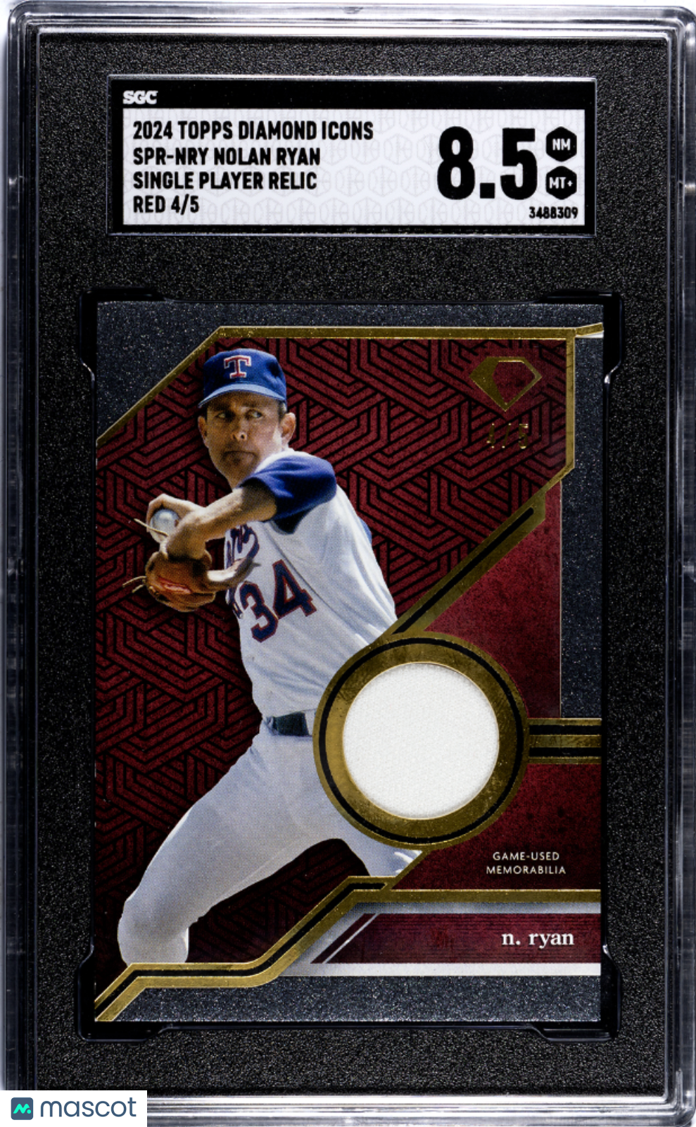 2024 Topps Diamond Icons Nolan Ryan #SPR-NRY Single Player Relic Red SGC 8.5
