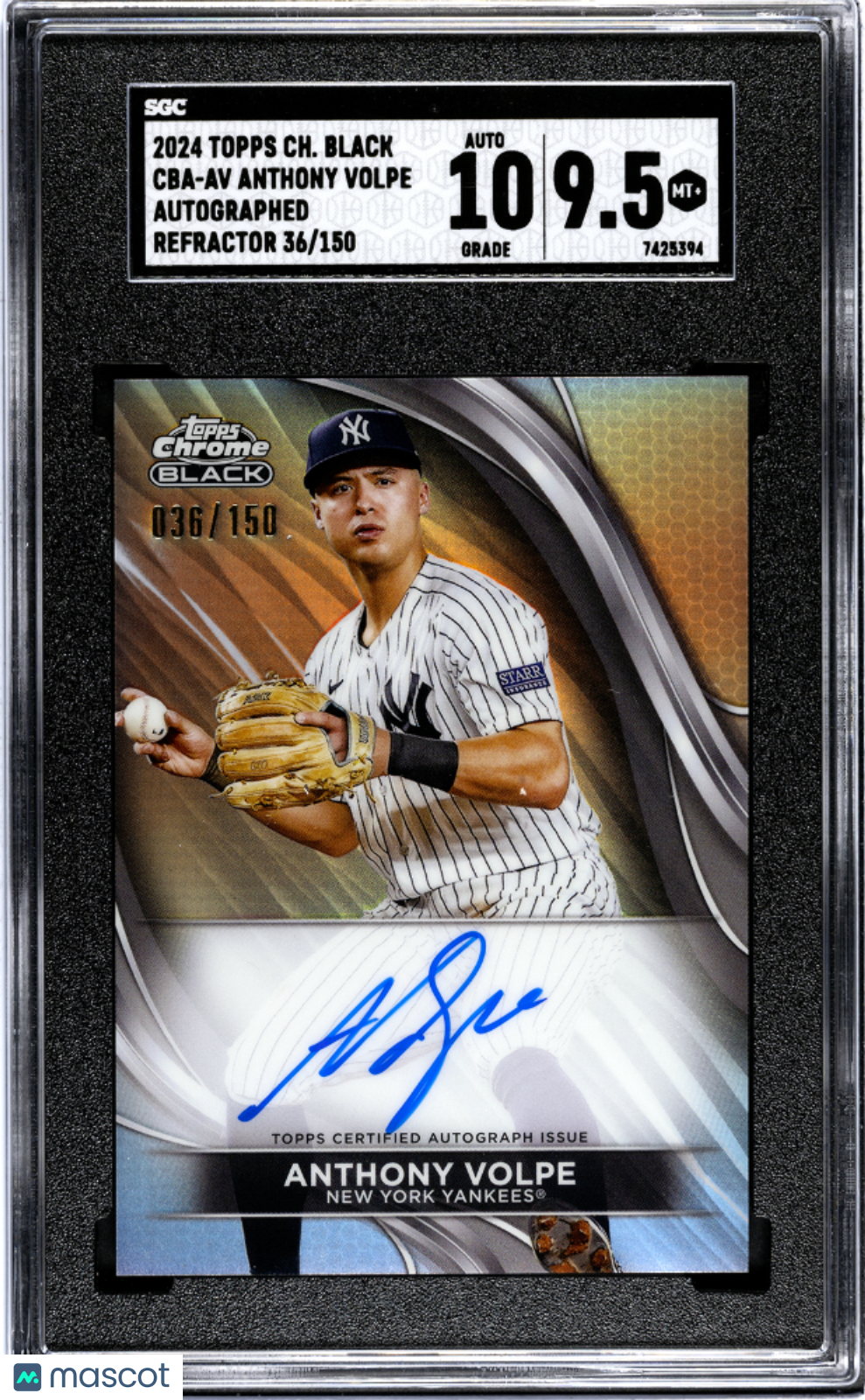 2024 Topps Chrome Black Anthony Volpe #CBA-AV  Refractor SGC 9.5 Auto 10