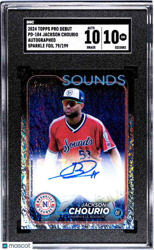 2024 Topps Pro Debut Jackson Chourio #PD-104 Auto Sparkle Foil SGC 10 Auto 10