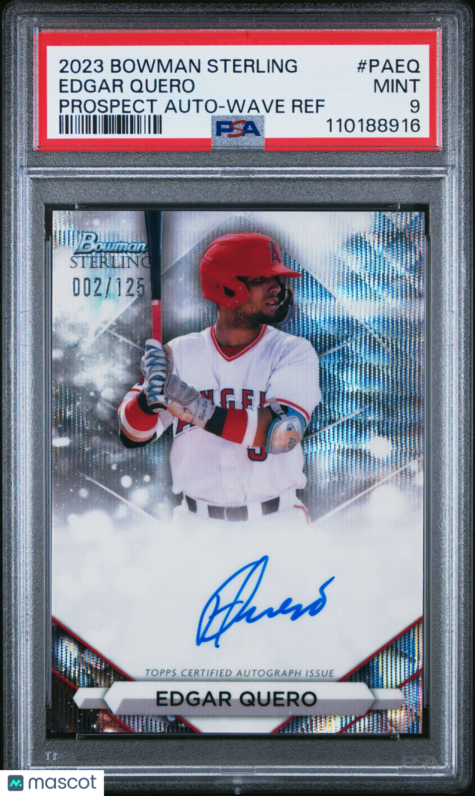 2023 Bowman Sterling Prospect Autographs Edgar Quero #PAEQ Wave Ref  PSA 9