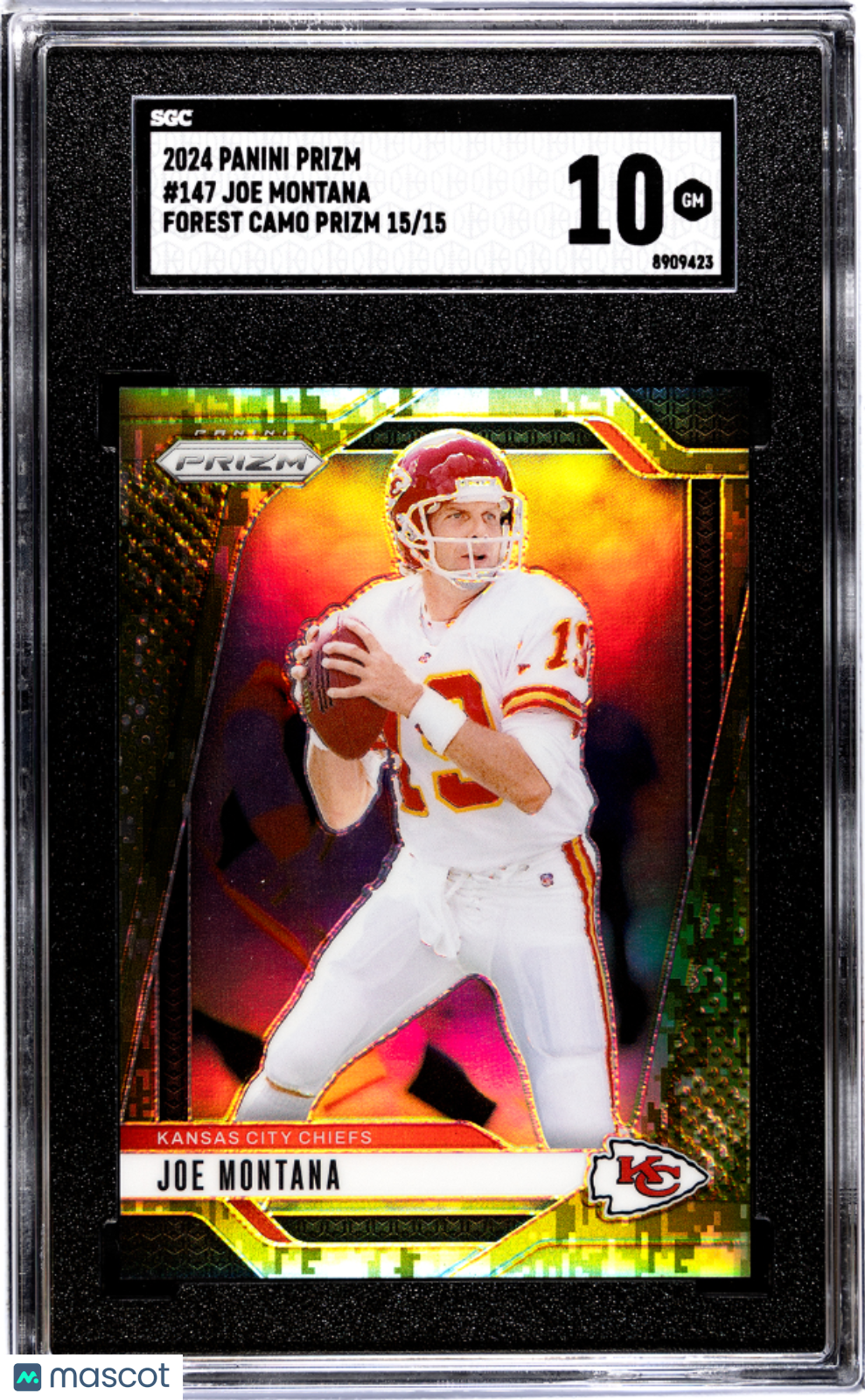 2024 Panini Prizm Joe Montana #147 Forest Camo SGC 10