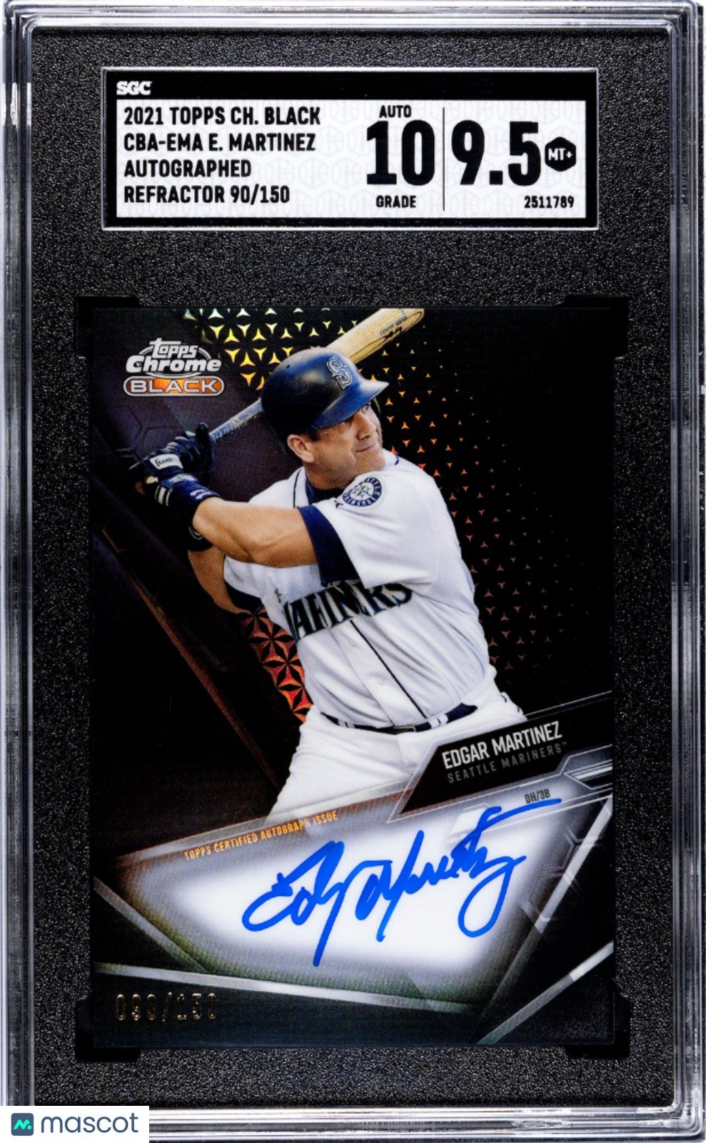 2021 Topps Chrome Black Edgar Martinez #CBA-EMA Refractor SGC 9.5 Auto 10