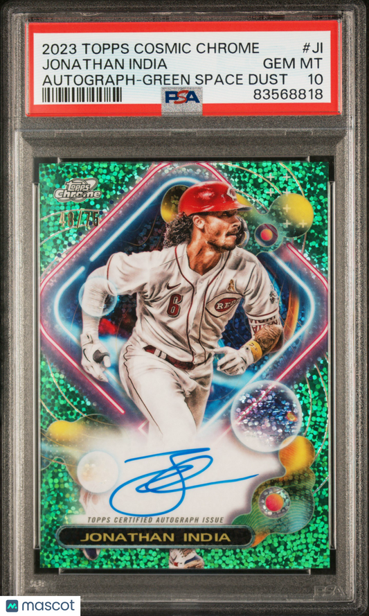 2023 Topps Cosmic Cosmic Auto Jonathan India #JI Green Space Dust  /75 PSA 10