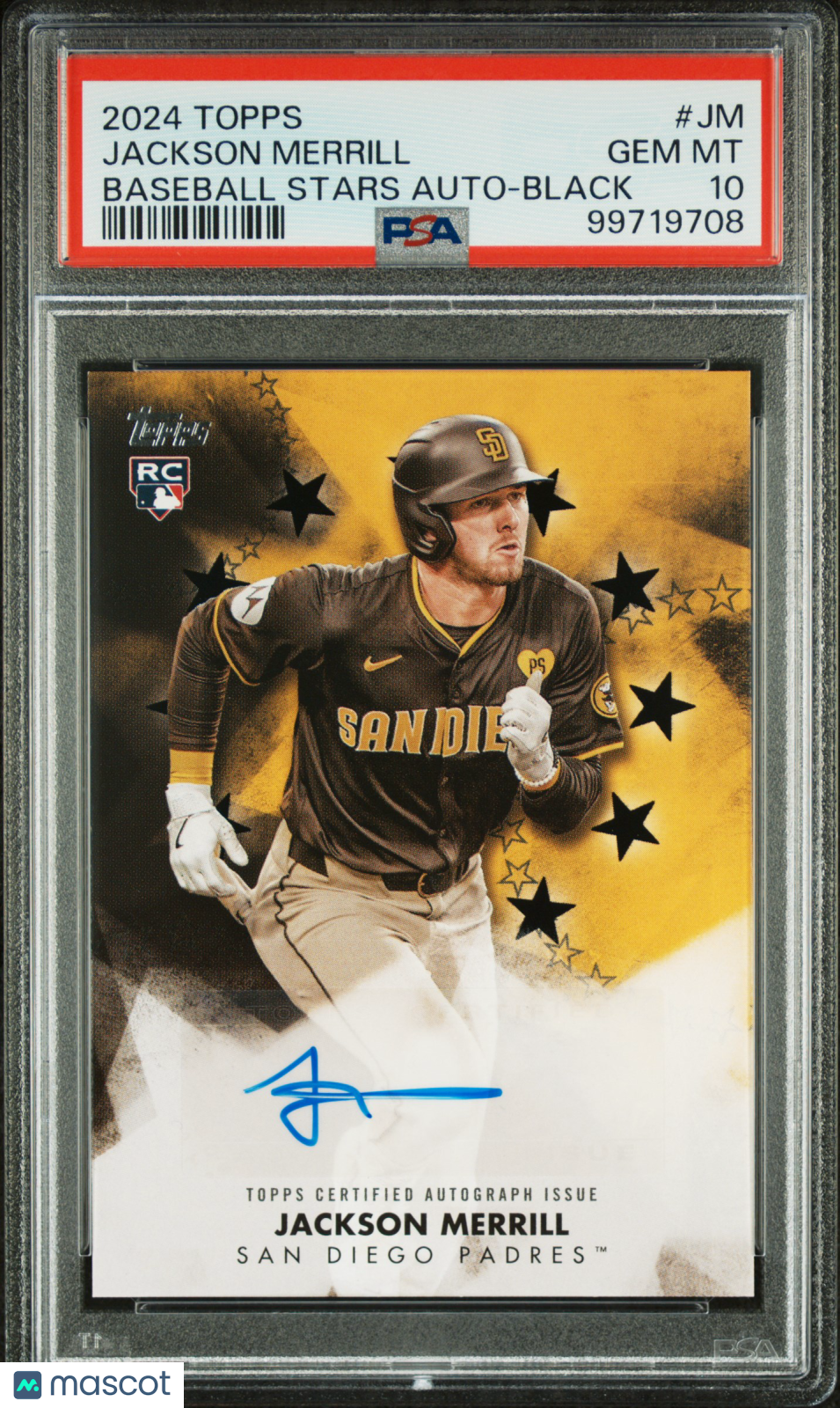 2024 Topps Baseball Stars Autographs Jackson Merrill #JM Black PSA 10