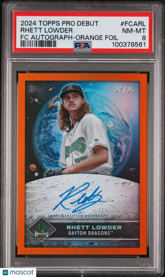 2024 Topps Pro Debut Future Auto  Rhett Lowder #FCARL FC Orange Foil 24/25 PSA 8