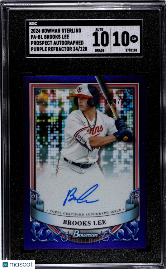 2024 Bowman Sterling Brooks Lee #PA-BL Prospect Purple Refractor SGC 10 Auto 10